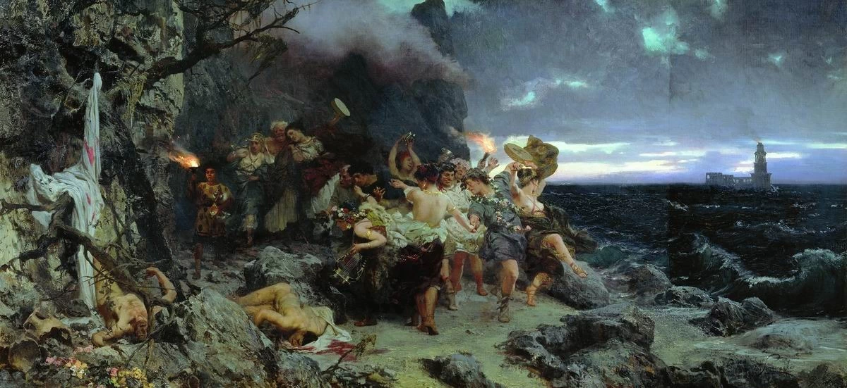 Henryk Siemiradzki - Orgia al tempo di Tiberio sull'isola di Capri, Galleria Tret'jakov